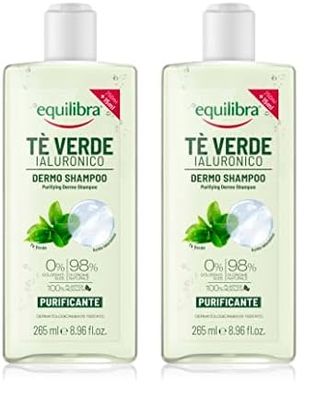 Equilibra Capelli, Dermo Shampoo Purificante Tè Verde Ialuronico, Shampoo Capelli Normali e Grassi ad Azione Purificante, con Estratto di Tè Verde, Acido Ialuronico, Estratto di Bergamotto, 265 ml