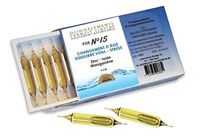 POE N°15 - MENOLIGO - Préparations en oligoéléments - Zinc, Iode, Manganèse, Magnésium - Yam - 20 Ampoules de 2 ml - Bioligo