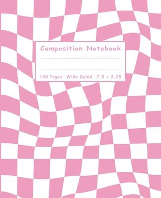 Checkered Composition Notebook: Aesthetic Design & School Supplies | Cute Wavy and Stylish Wide Ruled Composition Notebook for kids, Teens & Students