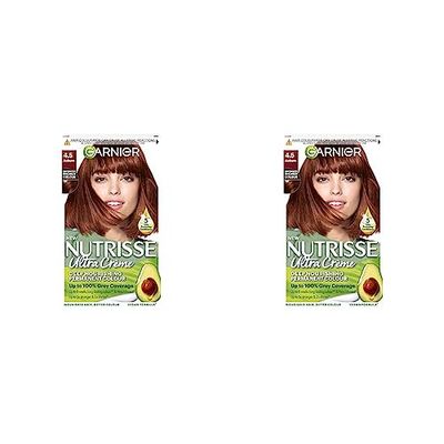 Garnier Nutrisse Permanent Hair Dye, Natural-looking, hair colour result, For All Hair Types, 4.5 Auburn (Pack of 2)