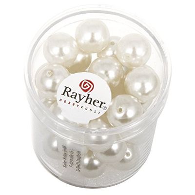 Rayher 14403102 Renaissance de Vidrio Abalorios (Cubo de 10 mm de diámetro de 35 Blanco