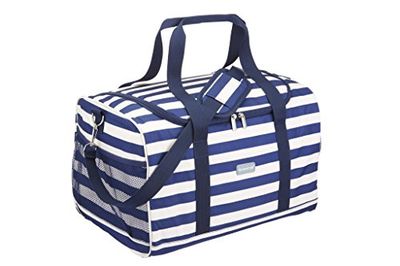 KC Blue We Love Summer Extra Grote Koeltas, Cooler Bag met Extra Grote Capaciteit, Nautisch Gestreept Patroon, 30 liter - Blauw en Wit