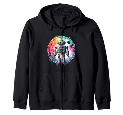 Robot Shirt Funny Robot Costume Technology Shirt AI Robotics Zip Hoodie