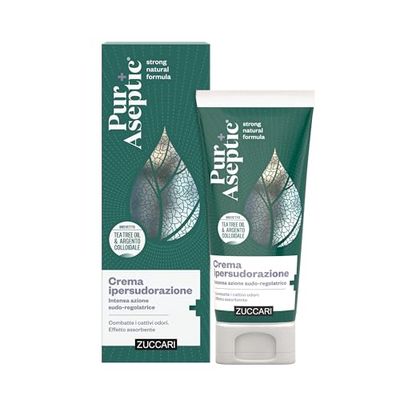 Zuccari PurAseptic Crema Ipersudorazione, Tubo da 75ml, Con Silver Tea Tree Oil, Tropolone e Allume di Potassio, Trattamento Sudo-Regolatore per Sudorazione Eccessiva