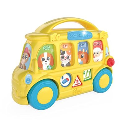 Chicco El Bus de los Animales, Autobús Escolar Electrónico Educativo Bilingüe, 7 Botones Interactivos, Luces, 35 Frases, Canciones y Melodías en Español e Inglés, Juguetes para Bebés 9-36 Meses