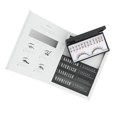 Nanolash DIY Eyelash Extensions Starter Kit - cluster lashes with bonder, sealer, remover, apllicator, home lash extensions kit (Brown, CLASSY)