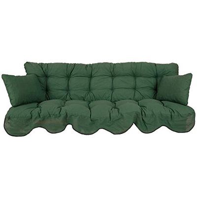 PATIO Coussin pour balancelle - 180 x 50 cm - Coussin de siège - 2 Coussins latéraux - avec Cordons de Fixation - Volant Avant