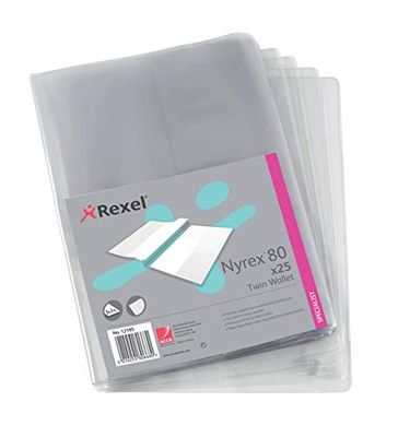 Rexel Nyrex Premium Twin A4-documentmappen, glashelderder, 100 mic, L-Folder, 25 stuks 12195