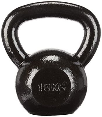 Amazon Basics Kettlebell i gjutjärn med strukturerad och målad yta, svart, 16 kg (35 lbs)