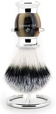Jag Shaving Pennello da barba sintetico con soporte en acciaio inox, per uomo