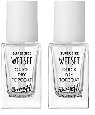 Barry M Super Size Wet Set Quick Dry Topcoat Nail Polish, Clear, Size 15ml (Pack of 2)