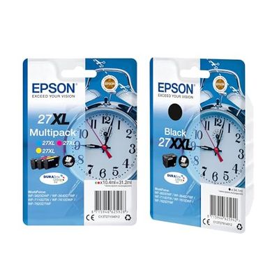 Epson T270540 3 Pack Serie Sveglia, Cartuccia Originale Getto d'Inchiostro Durabrite Ultra, Formato Standard, Multipack 3 Colori