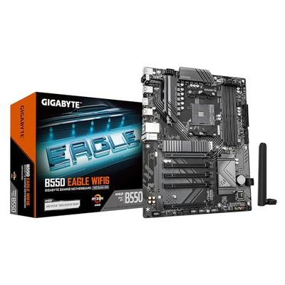 GIGABYTE B550 EAGLE WIFI6 Motherboard - AMD Ryzen 5000 G-Series CPUs, 10+3+1 Phases VRM, up to 3200MHz DDR4, 1xPCIe 4.0 + 1xPCIe 3.0 M.2, 1GbE LAN, WIFI 6, USB 3.2 Gen 2