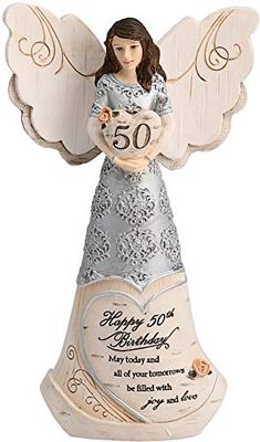 Pavilion Gift company 82414 Elements Angels - Happy 50th Birthday May Today & All of Your Tomorrows Be Filled with Joy & Love 15 cm figurka anioła