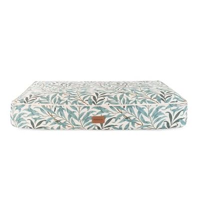 Rosewood x Morris & Co. Matelas en Osier pour Chiens de Grande Taille, Ivoire/Vert, rembourré, Base antidérapante, Lavable, imprimé William Morris de Luxe