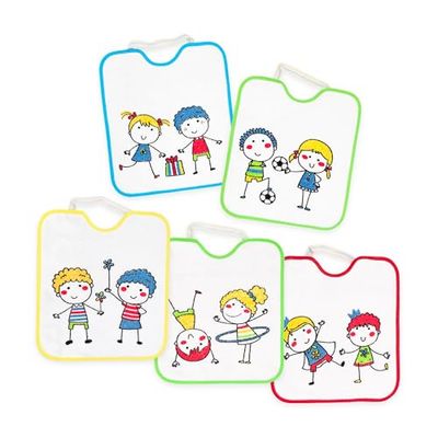 Ti TIN Vattentäta babyhaklappar +12 månader | 5-pack | 100 % bomullsfrotté | elastisk stängning | 28 x 32 cm | perfekt för dagis, Flerfärgad, 12 månader