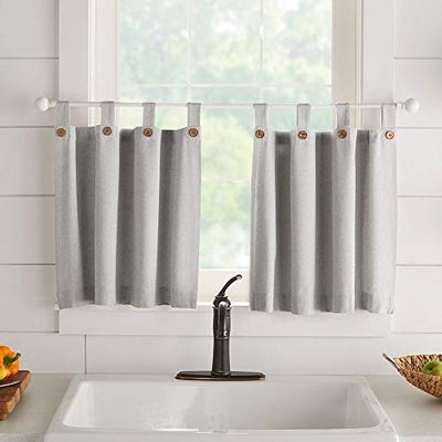 Elrene Home Fashions Tucker Lot de 2 étagères Solides pour fenêtre de Cuisine/café et Salle de Bain, 76,2 x 91,4 cm (l x L), Gris