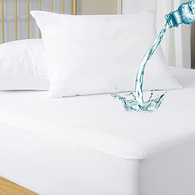 Family Bedding Protège-matelas en coton éponge 100% imperméable pour lit king size 160 x 200 cm