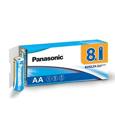 Piles Panasonic AA EVOLTA Technology Inside, paquet de 8 piles alcalines, AA Mignon LR6, 1,5V, emballage sans plastique, pile fiable et performante