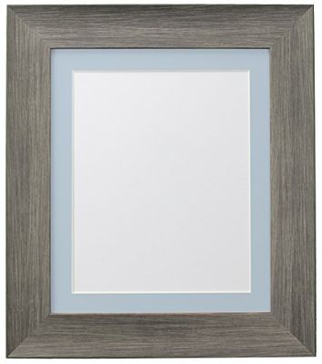 FRAMES BY POST Hygge Picture, Photo and Poster Frame, Plastic Glass, Wolf Grey with Blue Mount, 20 x 16 Inches Image Size A3