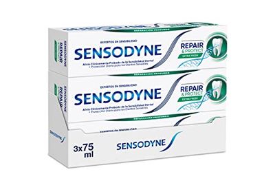 Sensodyne Repair & Protect Extra Fresh Pasta de Dientes, Alivio Para Dientes Sensibles, Protección Duradera Frente a la Sensibilidad Dental, Pack de 3x75 ml