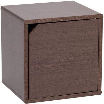 Iris Ohyama, Houten kast / ruimtebesparend / houten plank / opbergeenheid / locker, Stapelbare en flexibele combinatie, Kantoor, Woonkamer - QR Box With Door - QR-34D - Bruin