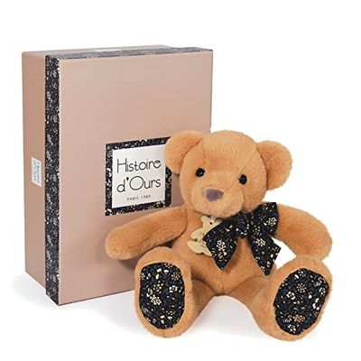Histoire d'Ours - Peluche Orso – Fidanzati abbracci – Scatola regalo – Marrone chiaro – 25 cm – Idea regalo di nascita e compleanno per ragazza e ragazzo – HO3123