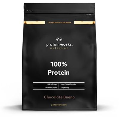 Protein Works - 100% Protein Powder, 25 Servings, Quad Protein Blend, Low Calorie, Low Fat Protein Shake, Phased Protein Release, Chocolate Bueno, 625g