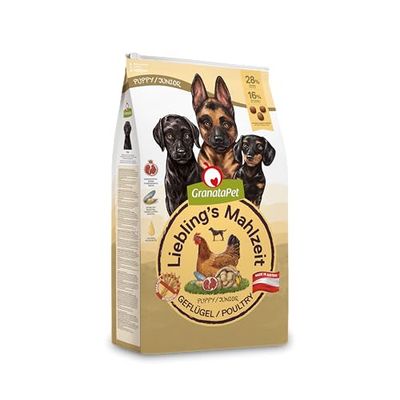 GranataPet Pasto preferito pollame junior, cibo secco per cani, cibo per cani senza cereali e senza zuccheri aggiunti, 10 kg