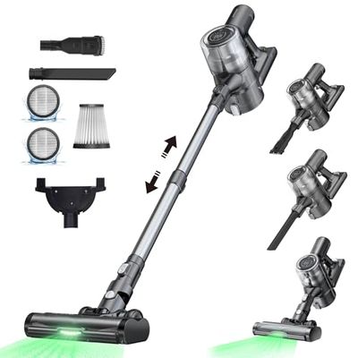 Proscenic P13 Cordless Vacuum Cleaner, 45Kpa 55Mins Stick Vacuum Cleaner, GreenEye Technology Headlights, Anti-Hair-Tangle Brush, Cordless Hoover with Touch Display, Rechargeable Battery for Pet Hair