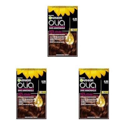 Garnier Coloration Permanente - Sans Ammoniaque - Aux Huiles Naturelles de Fleurs - Brownie (5.35) - Olia (Lot de 3)