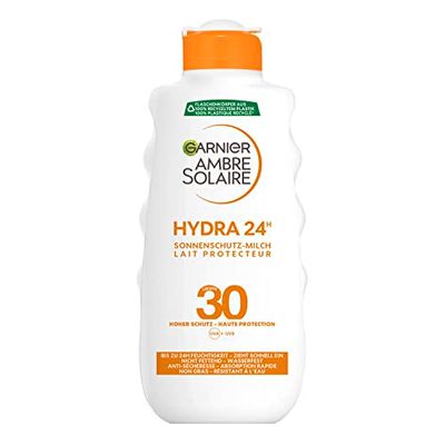 Garnier Ambre Solaire solskyddsmjölk, LSF 30, fuktgivande solkräm med sheasmör (1 x 200 ml)