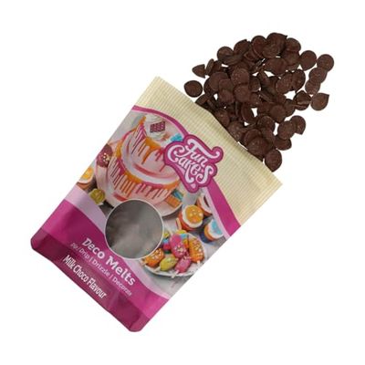FunCakes Deco Melts Gusto Choco al Latte - Sciogli nel microonde e versa in qualsiasi stampo. Prepara caramelle, lecca-lecca e decora torte e cupcake - 250 g