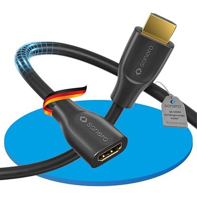 sonero® cavo di prolunga Premium High Speed HDMI 4K, spina HDMI A a presa HDMI A, contatti dorati, doppia schermatura, 2,00 m