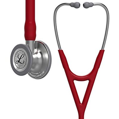3M Littmann Cardiology IV Fonendoscopio Diagnóstico, Campana De Acabado Estándar, Vástago Y Auricular De Acero Inoxidable, Tubo Color Rojo, 69 cm