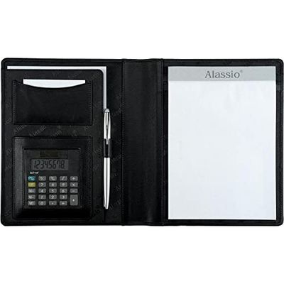 Alassio Bormio 43004-1 - Astuccio in similpelle con calcolatrice tascabile, formato A5, colore: Nero, Nero, Valigetta