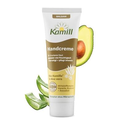 Kamill Balsamo per la crema per le mani, 30 ml, crema vegana, cura delle mani e delle unghie, con camomilla biologica e olio di avocado di dimensioni da viaggio, lenitivo, riparante e idratante