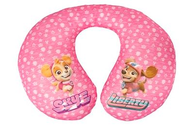 Paw Patrol Cuscino da Collo Bambina con i Personaggi Skye e Liberty. Perfetto per i Viaggi. Extra Confortevole e Lavabile