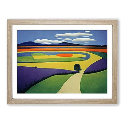 Extravagant Bluebell Field H1022 Framed Print for Living Room Bedroom Home Office Décor, Wall Art Picture Ready to Hang, Oak A2 Frame (64 x 46 cm)