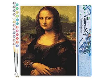 Figured'Art Peinture par Numéro Adulte Da Vinci Mona Lisa La Joconde - Activité Manuelle Kit de Loisir Créatif DIY Numéro d'Art Complet - 40x50cm sans châssis en bois