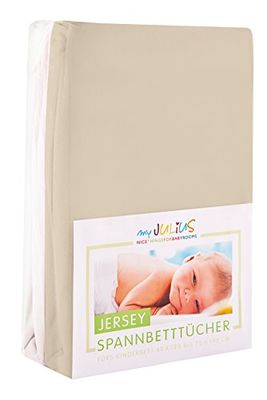 Julius Zöllner Jersey hoeslaken dubbelpak voor het kinderbed, Gr. 60x120 / 70x140, zand & wit