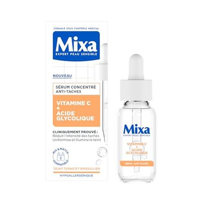 Mixa - Siero concentrato anti-macchia - Per le tinture opache - Arricchito con vitamina C e acido glicolico - 30 ml