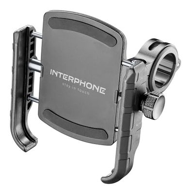 INTERPHONE SMCRAB24 - Supporto Universale Anti Vibrazione Porta Smartphone da Manubrio Moto - Alluminio - Orientabile a 360 per Manubrio Tondo di Diametro 16/30 mm