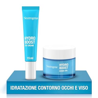 Neutrogena Hydro Boost Skincare Kit, Set skincare viso completo con Crema Idratante Viso Aqua-Gel 50 ml e Contorno Occhi Anti-Fatica 15 ml per una pelle idratata e luminosa – Kit Esclusiva Amazon