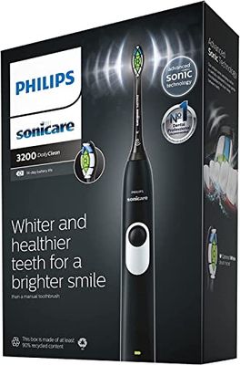 Philips Sonicare DailyClean 3100 Spazzolino da denti elettrico Nero ProResults Spina UK 2-Pin Bagno Spina HX6221/67