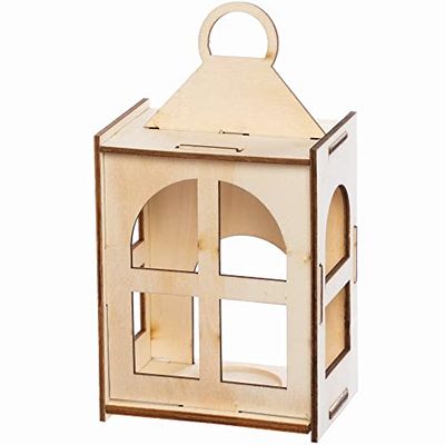 Baker Ross Lanternes en Bois - Lot de 3, Articles de Bricolage en Bois pour Enfants (FC382)