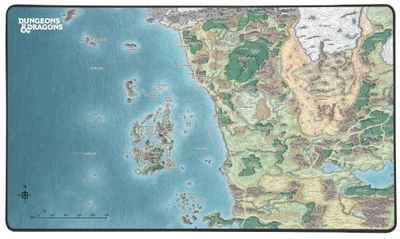 Konix Dungeons & Dragons Musmatta XXL 80 x 46 cm för PC Gaming - halkfri bas - Faerun-kortmönster