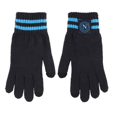 Enzo Castellano SSC NAPOLI Guante rayas con parche de tela, pantalla táctil, 95% PC 5% EA 123487, turquesa, talla unica