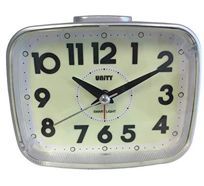 Unity Reloj Despertador con Esfera Superluminosa, Blanco, 12,5 x 10 x 7 cm