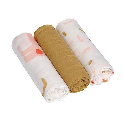 LÄSSIG Bébé Drap de puériculture Couverture de puériculture Lot de 3 Coton 80 x 80 cm/Heavenly Soft Swaddle L Little Mateys Cat